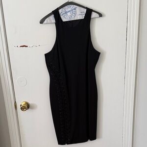 Black Side Laceup Mini Dress